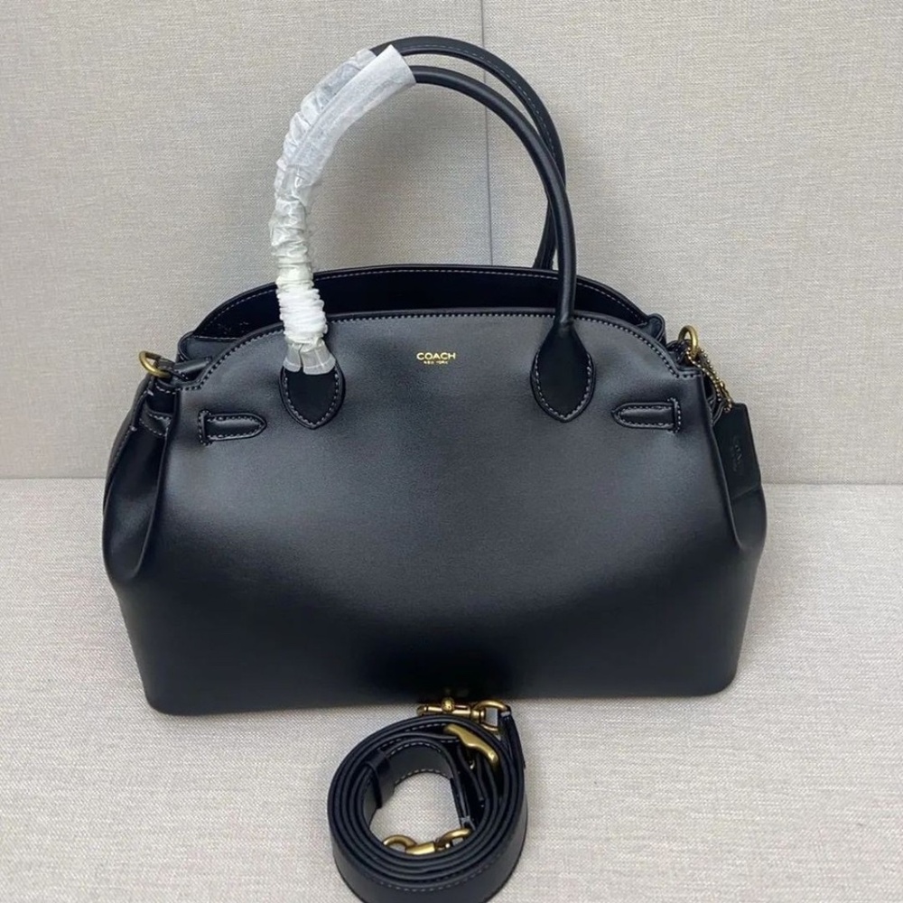 COACH CU218 Empire Carryall Bag 28 Hand Bag 2way Leather Black